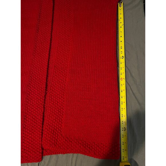 Hand-Crocheted Heavy Knit Red Cardigan Coat Open Front, Handmade, One-of-a-Kind - Picture 7 of 7